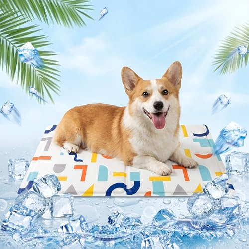 Tapis Rafraichissant Chien,Tapis rafraichissant pour chat,tapis de glace auto-refroidissant,Non Toxique-Reste Froid Plus Longtemps,tapis de refroidissement pour Chiens et Chats,40x50 cm,M,Blanc