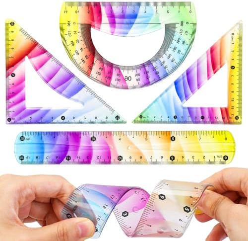 GILWUMO 1 Règle Flexible et Pliable 20 cm, Règle Souple en Plastique Dégradé Coloré, Fournitures Scolaires & Bureau Pratiques pour Étudiants, Enseignants, Designers et Enfants, Multicolores