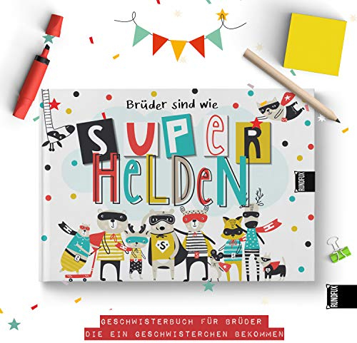 Brüder sind wie Superhelden - Das Geschenk für werdende, große Brüder zur Geburt ihres Geschwisterchen | Erinnerungsalbum Bruder von Rundfux