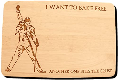 I WANT TO BAKE FREE Freddy QU33N Königin Geschenk Holz Schneidebrett Käsebrett