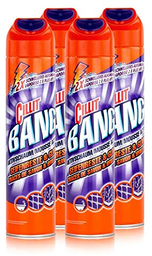 Cillit Bang Mousse active 600 ml – Restes de savon & brillance (lot de 4)