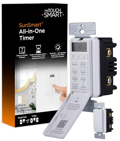 myTouchSmart 33861 LE One in-Wall Digital Timer, Push Door Switch, Backlit LED Screen, 8 Custom On/Off Times, Countdown Mode, Daily/Weekly Set, Off & Countdown