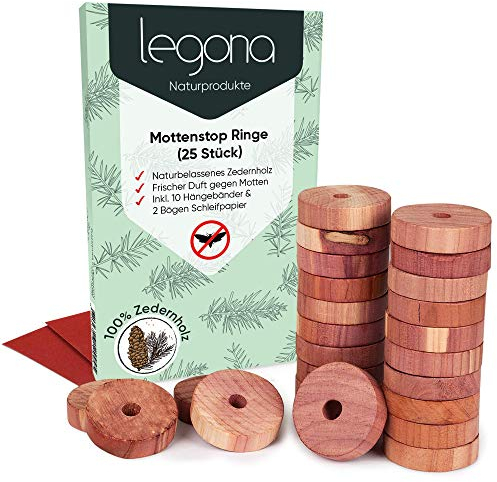 Legona® 25 x antipolillas naturales de madera de cedro producto 100% natural sin productos químicos repelente de polillas de primera clase en el armario protección duradera contra polillas de la ropa