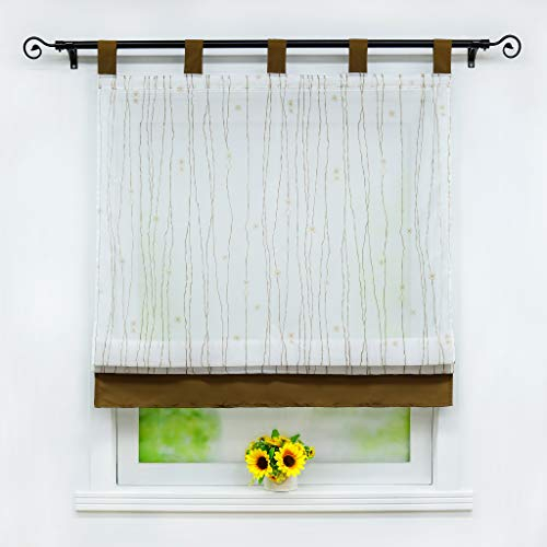 Joyswahl Voile Raffrollo Transparenter Raffrollo mit farbigem Blend »Luise« Schals mit Schlaufen Fenster Gardine BxH 120x140cm Kaffee 1 Stück