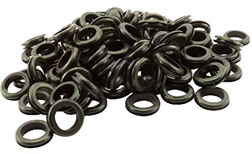 K M Electronics® 100 X 20MM Open Black Rubber Metal Back Box Cable Wiring Grommets