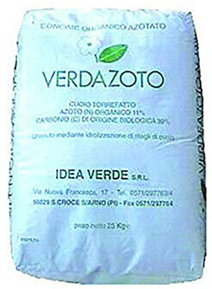 IDEA AVERDE VERDAZOTO 11% CONCIME Organico AZOTATO Sacco kg.25 Cuoio TORREFATTO GRANULARE CONCIME per Prato Giardino ORTO Piante da FRUTTO Fertilizzante Biologico