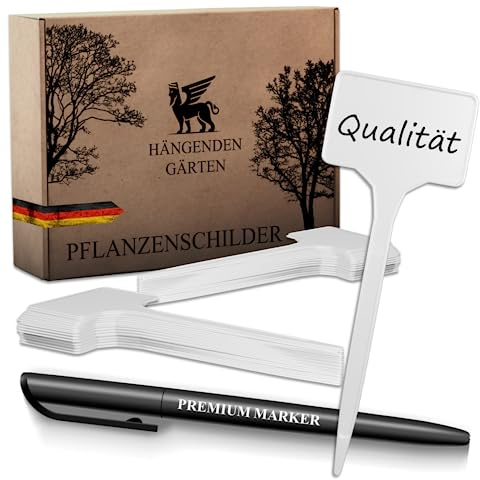 R&M Orient 60er Set Pflanzenschilder mit Marker – 15 cm lang Kunststoff Pflanzenstecker Stecketiketten Kräuterschilder für Beet Garten Blumen Kräuter Pflanzen – Wetterfest Wasserfest (Weiß)