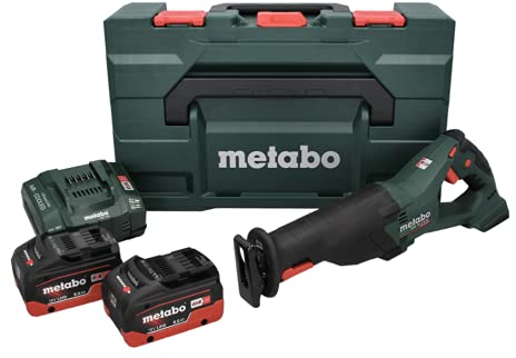 Metabo Akku-Säbelsäge SSE 18 LTX BL (602267810) 18V 2x LiHD; Ladegerät ASC 145; Kunststoffkoffer, Art des Akkupacks: LiHD , Akkuspannung: 18 V, Akkukapazität: 2 x 8 Ah
