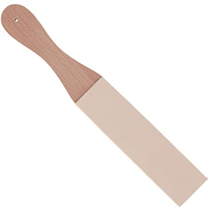 Leather Sharpener with Wood Handle, Leather Sharpening Strop Double Sided for Knife Sharpening,Honing Knives, Straight, Woodcarving Chisels,Leather Honing