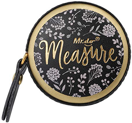 Mr.do Maßband Schneidermaßband Bandmaß 150cm / 60in Automatisch Einziehbar Körper Körperumfang Nähen Schneider Nähzubehör PU Leder (Schwarz)