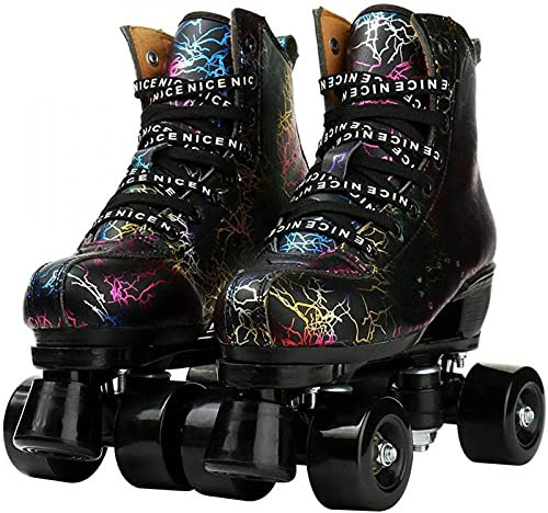 Rollschuhe Für Erwachsene, Frauen Und Männer, PU-Leder High-Top Glänzende Rollschuhe Sind Professionell Für Indoor- Und Outdoor-Sportarten, Zweireihige Schuhe Mit Rädern Für Kinder Mädchen B2,41