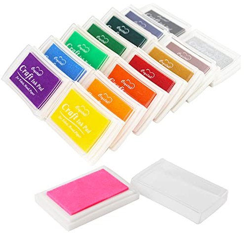 Gtwinsone 15 Farben Stempelkissen Fingerabdrücke Set 7,5 x 5,5 cm Fingerstempelfarbe Ungiftig Abwaschbar Stamp Pad Kinder Stempel für Papier Handwerk Stoff Scrapbooking Silikonstempel (Bunt)