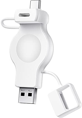 NEWDERY Portable Wireless Charger for Apple Watch 10/Ultra, USB-A & USB-C 2 in 1 Magnetic iWatch Charger Fast Charging Cordless Travel Charger for Apple Watch Series 10 9 8 Ultra 7 SE 6 5 4 3 2 1