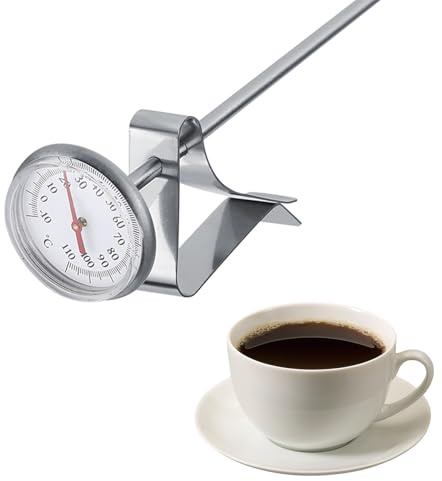 sofort lesbares Taschenthermometer,Milchschaumthermometer, Edelstahl-Milchthermometer -10~110 ℃ Leicht zu reinigendes Kaffeeschaumzubehör für Kaffeegetränke, Schokoladenmilchschaum