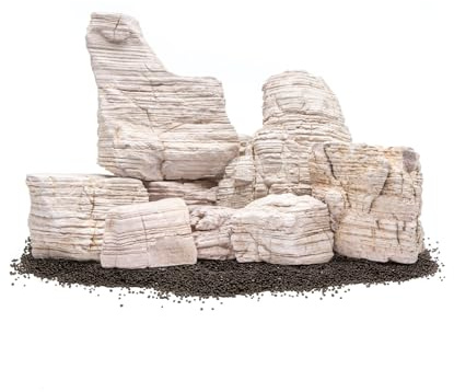 SubstrateSource Natural Aquarium Stones - Yellowish-Cream Layered Aquascaping Rocks for Canyon and River-Style Layouts, Freshwater Decor for Betta Fish Tank, Shrimp & Reptile Enclosure - Sand, 10 LB