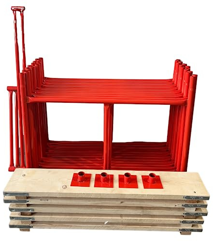 HILL TOP FABRICATIONS CO (1998) LTD - Scaffolding Tower with Scaffolding Boards 6.88 Meters (22'6) Working Height 4x4 Base Size. Steel & Polyester Powder Coated (PPC) High Quality Durable Finish.