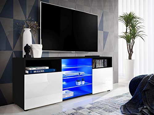 Komodee Meuble TV Urbino A1 Noir/Blanc 140x53x35 cm
