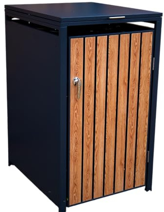 Wheelie bin cover wood effect lift up lid (Single)