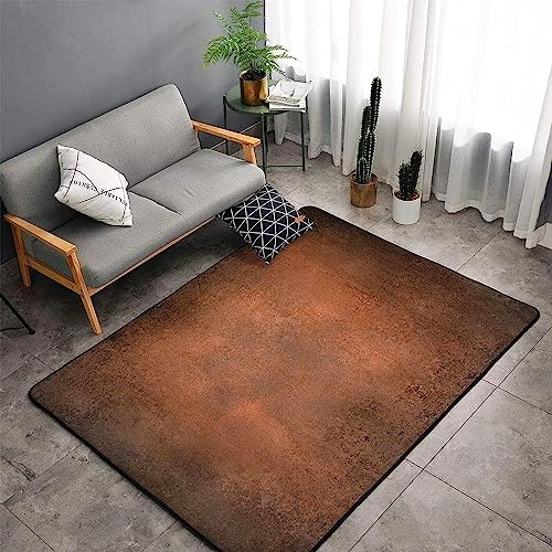 3D Gedruckt Bettvorleger rutschfeste Area Teppich,Vintage Altes Kupfer Verbrannt Schmutzig Dunkel Antik 3D Optische Illusion Teppiche Weich Flanell