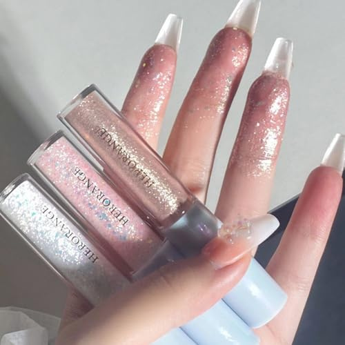 KARLOR Glitter ögonskugga flytande, 3 st glitter ögonskugga flytande ögonskugga glänsande highlighter diamant flytande ögonskugga champagne silver ros shimmer shiny pärlglans flytande ögonmakeup pinne