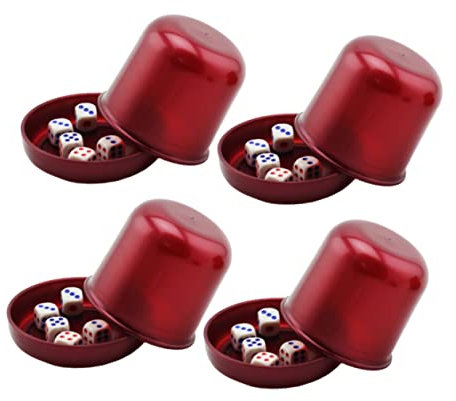 DRESSOOS Würfelstapelbecher 4 Sätze Würfel und Becher Bar Würfelbecher bruchfeste Tasse Würfelbecher verdicken Leder-Kit