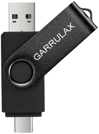 GARRULAX Clé USB 2 en 1 OTG de type C USB 2.0 rotative pour smartphones Android, MacBook, tablettes, PC (noir, 128 Go)