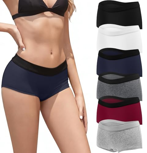 Boxer Femme Coton Shorty Doux sous-vêtement Élastique Culotte Lot de 6 S