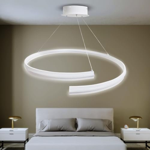 MAKA Lampadario a Sospensione Moderno LED | Lampadario Sospeso per Camera da Letto, Soggiorno Moderno a Spirale | 100W 11000 Lumen | Luce Naturale 4000K | Diametro 74 cm