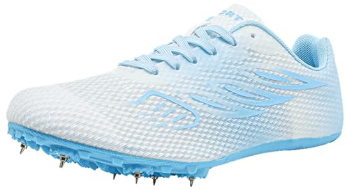 JiuQing Leichtathletik-Schuhe Für Herren Damen Spikes Professionelle Sprint-Schuhe Leichte Spring-Laufschuhe Für Jugendliche,Blau,41 EU
