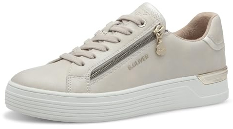s.Oliver Damen Plateau Sneaker mit Reißverschluss Bequem, Gold (Champagne), 40 EU