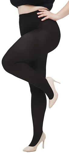 Hiltzo Collant Donna Taglie Forti 80D Calze Coprenti Elastiche per Taglie Trasparenza Media con 10 Colori Per Ufficio, Casual e Occasioni Speciali neri XXL