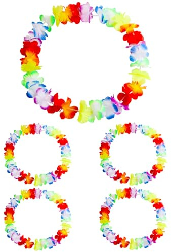 BPTRKOM 5 Stück Hawaiianische Blumenketten – Girlanden mit Rüschen für Kinder & Erwachsene | Perfekte Deko für Strandpartys, Geburtstage & Luau-Events | Tropisches Partyzubehör & Geschenkidee