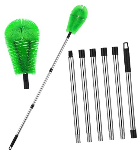 VILLFUL 1 Ensemble Outil de Nettoyage de Gouttières Réglable Brosse de Nettoyage de Toiture pour Gouttières Plafonds Accessoire Pratique Ménager