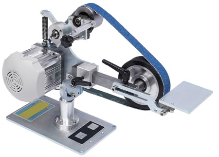 Elektrischer Mini-Bandschleifer 550W | Kompakter Bandschleifer mit bürstenlosem Motor & verstellbarem Arbeitstisch | Leises Schleifgerät für Metall/Juwelen/Acryl (220V, 5000 U/min, inkl. 2 Schleifbänd