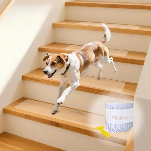 ROEOWENE 15pcs Treppenstufen Matten Transparent für Treppenstufen-15x80 | Antirutschmatte Selbstklebend Stufenmatten Rutschfeste Antirutschstreifen Rutsch Streifen Treppe Wasserfeste Holzstufen