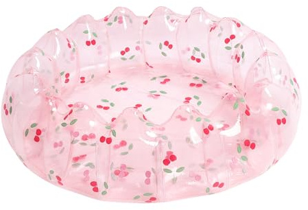 Tbest Piscine Gonflable, Petite Piscine Gonflable Portable en PVC pour Tout-Petits, Idéale pour Nager à L'intérieur ou à L'extérieur (Cerise Transparente)