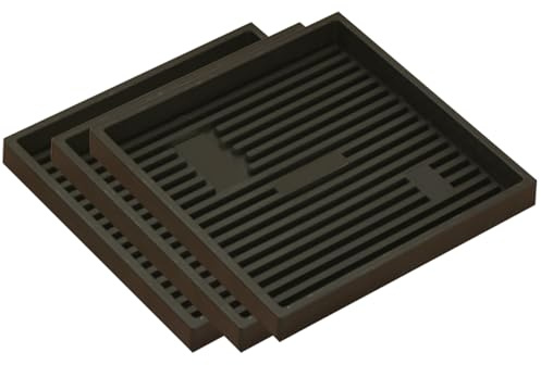 Lot de 3 soucoupes pour plantes pour l'intérieur, tapis imperméable sous évier, plateaux réutilisables, plateau à thé, plateau carré élégant (noir, 35 x 35 x 4 cm)