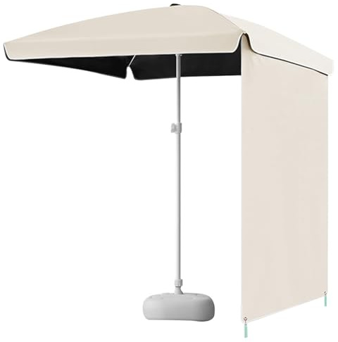 Parasol de plage rectangulaire avec base – Parasol coupe-vent avec protection UV imperméable pour piscine, jardin, terrasse, plage et restaurant – Beige (160 cm)