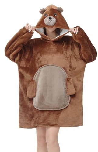LATH.PIN Tragbare Decke Hoodie Übergroße – Tierformen Tragbare Decken mit Armärmeln mit Kapuze Pulloverdecke Sweatshirt Unisex Kapuzenpullis