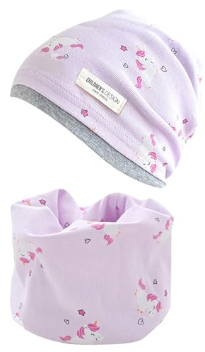 ZXTGBQ Set Bambina Scaldacollo e Cappello, Berretto Invernale per Bambini, Morbido Sciarpa per Bambina, Caldo, Ultra Leggero, Morbido, Cappelli Beanie Ragazza (Adatto per 2-10 Anni)