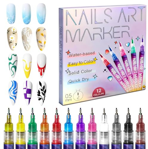 Toivize Set di 12 Penne Smalto per Unghie 0,5 mm