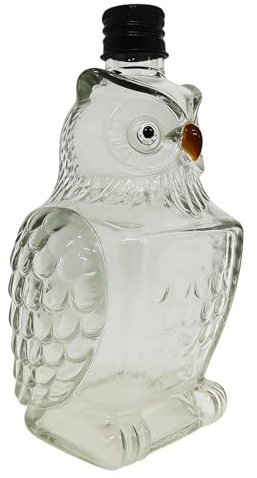 yanwuwa Botella de vidrio segura con forma de búho que garantiza excelentes cierres para construcción de vaso de whisky, perfecta para fiestas y decoraciones, botella de whisky de búho