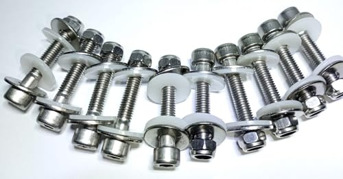 M5x30 Tornillos DIN 912 A4 (AISI 316) – Kit Completo de 60 Piezas (10 Juegos) con Tuerca Autoblocante + Arandelas Nylon y Acero – Acero Marino para Barcos y Exterior – Bale Mare