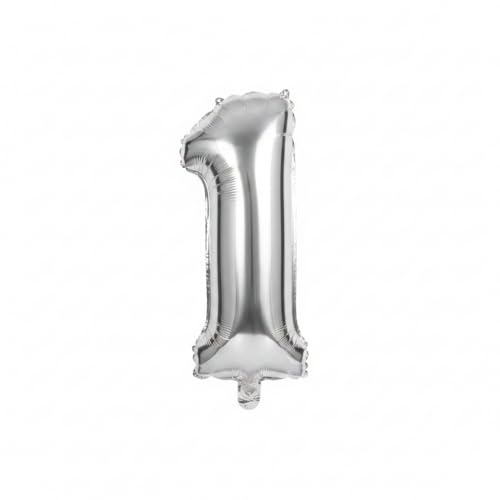 Palloncino Numero in Foil Metallizzato, Oro e Argento, 100 Cm, con Bacchetta da 10 Cm, per Feste e Anniversari (Argento 1)