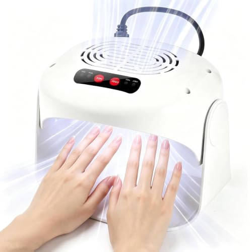 Secador de Uñas Portátil de 600 W, Secador de Esmalte de Uñas con Modos Duales de Calentamiento y Enfriamiento, Ventilador de Uñas de Ángulo Profesional de Secado 6 Veces Más Rápido white