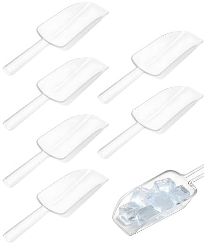 RAMGLYO 6 Petites Pelles Transparentes en Plastique | Farine, Glace, Alimentaire, Poudres & Grains. Robuste, Facile à Nettoyer.