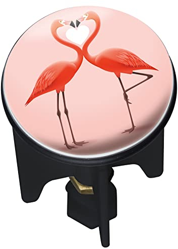 WENKO Waschbeckenstöpsel Pluggy® Flamingo Love - Abfluss-Stopfen, für alle handelsüblichen Abflüsse, Kunststoff, 3.9 x 6.5 x 3.9 cm, Mehrfarbig