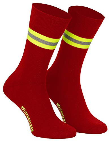 PACOTEX Heldensocken rot gelb-silber-gelb - Made in Germany - Paar - für Helden des Alltags bei Feuerwehr Rettungsdienst und Hilfsorganisationen