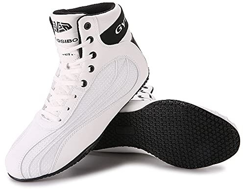 Boxschuhe Wrestling Schuhe Muay Thai Kickboxen Sparring Boxers Trainers Kampfsport Schuhe Bodybuilding Boxen Stiefel Sport (weiß schwarz,43)