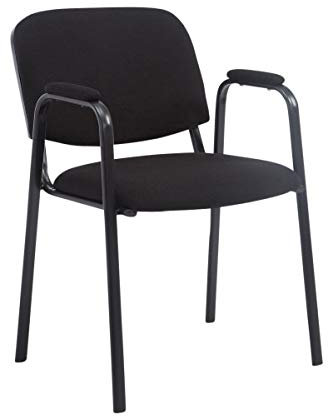 TPFLiving Besucherstuhl Keen Konferenzstuhl Mit Gepolsterter Armlehne Und Stoffbezug I Seminarstuhl/Lehnenstuhl mit Robustem Metallgestell, Farbe: Schwarz